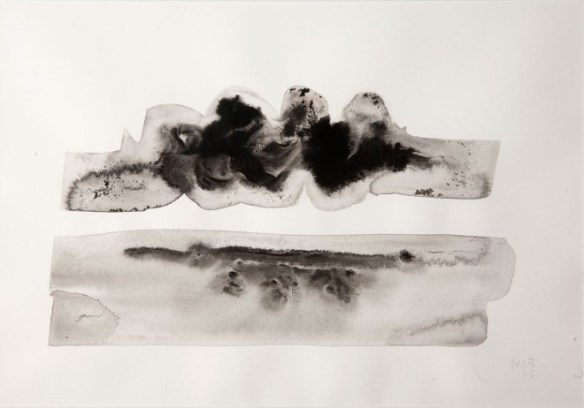 Mary Bourne "Cloud Mass Over the Sea" (Ink wash on paper)