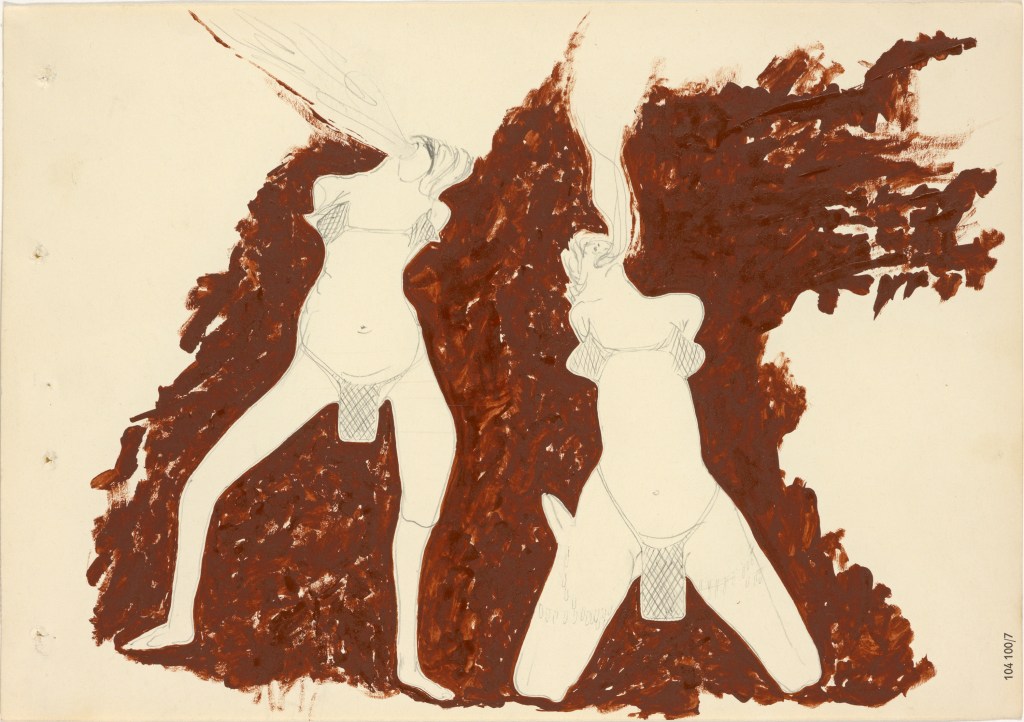 Joseph BEUYS (1921–1986) Witches Spitting Fire, 1959,Graphite and oil paint on paper, 20.70 x 29.70 cm.ARTIST ROOMS National Galleries of Scotland and Tate. Acquired jointly through The d'Offay Donation with assistance from the National Heritage Memorial Fund and the Art Fund 2008© DACS 2016.